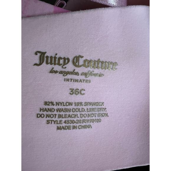 Juicy Couture All Over Logo Spell Out 36C Padded Underwire Pushup Bra Pink - Picture 6 of 7